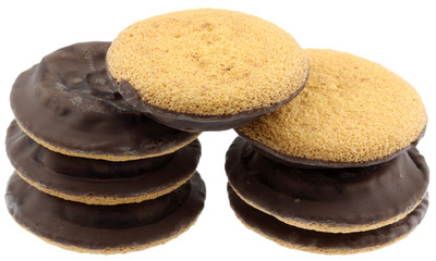 Fototapeta na wymiar biscuits au chocolat, fond blanc