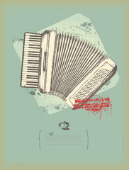 old accordion- drawing- music theme