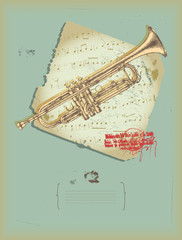 trumpet -drawing- music theme