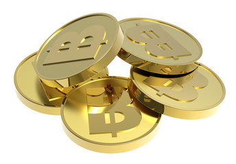 Gold coins isolated on a white background