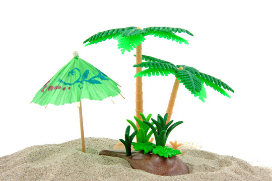 Beachs items  over white background