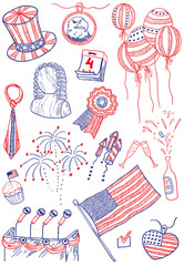 Independence day of America doodles