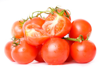 Fresh tomatoes over white