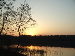 Fototapeta na wymiar Spadek na jezioro w lesie