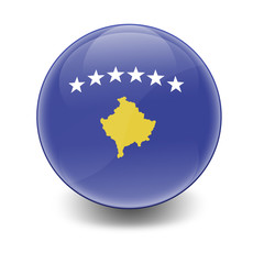 Esfera brillante con bandera Kosovo