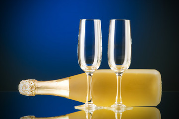 Champagne against color gradient background