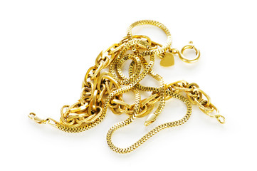 Golden chain isolated on the white background