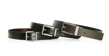 Leather belt isolated on the white background