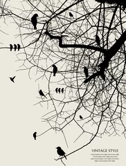Papier Peint photo Autocollant Oiseaux sur arbre arbre