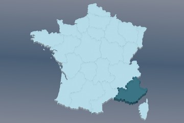 Obraz premium région paca (provence-alpes-côte d'azur) sur france 3D