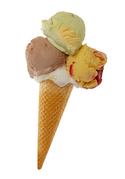 italian ice-cream on waffle basket