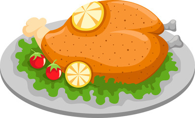 Grilled chicken in a plate with lemon