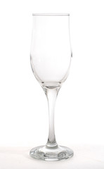single empty wineglass isolated on white.