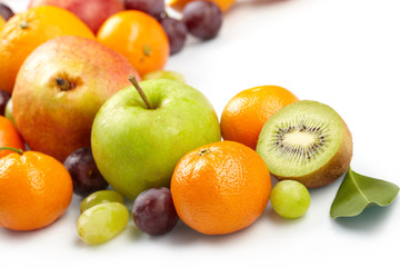 fresh fruits on the white background