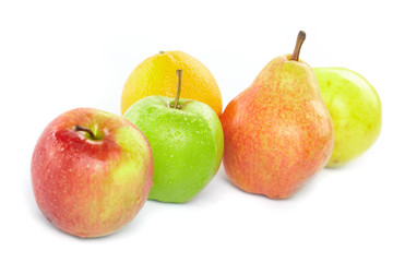 fresh fruits on the white