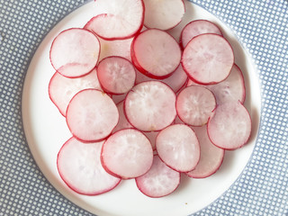 cut radish on the plate