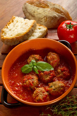 bowl with meatballs and slice bread- polpette e pane