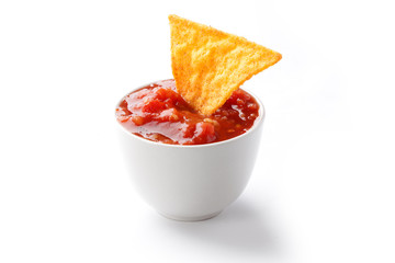 nachos and tomato dip
