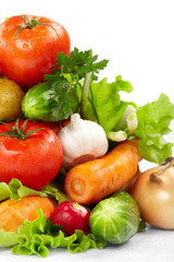 fresh vegetables on the white background