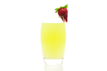 cocktail with a slice of strawberry isolated on white