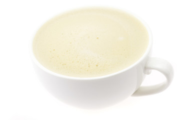 a cup of cappuccino isolated on white