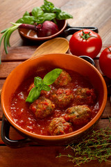 bowl with meatballs - ciotola con polpette al sugo