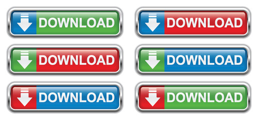 download icon, button, glossy with shadow, vector illustration