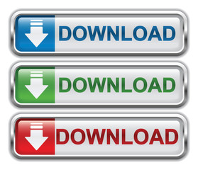 download icon, button, glossy with shadow, vector illustration