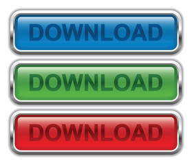 download icon, button, glossy with shadow, vector illustration
