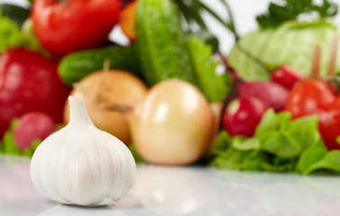 fresh vegetables on the white background