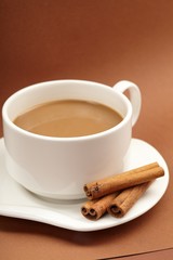 cup of coffee with cinnamon