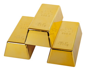 Gold ingot with hand made clipping path
