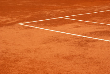 Detailed view of a tennis court