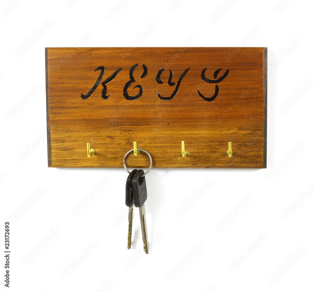 Wall mural key rack with keys