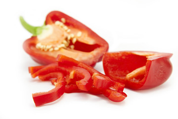 Sliced red pepper (foreground)