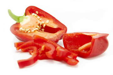 Sliced red  bell pepper (background)