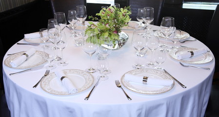 Fancy table set for a dinner