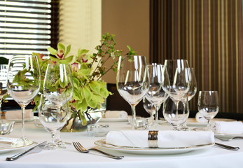 Fancy table set for a dinner