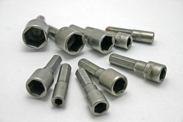 Fototapeta premium A serial of hexagon socket wrench closeup view.