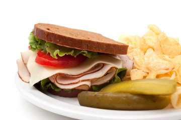 Turkey sandwich with potato chips