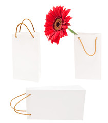 White gift packages on a white background