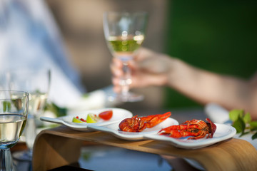 garnelen und weißwein
