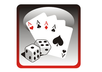 Spiel mit Würffel und Karten