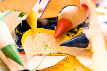 Sharpened pencils and wood shavings