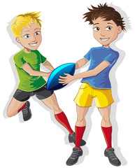 rugby, passe, ballon,