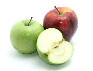 Cross Section of apple isolated on white.