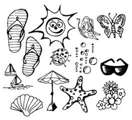 Summer doodle elements