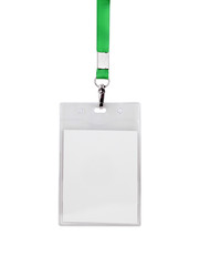 Blank badge/ ID card with green lanyard