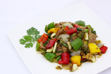 Thai beef salad spicy dish.