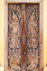 carving on door of temple, Kantarawichai, Mahasarakam